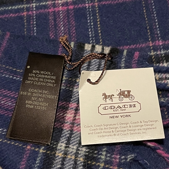 Coach Navy Tartan Muffler - Picture 4 of 5
